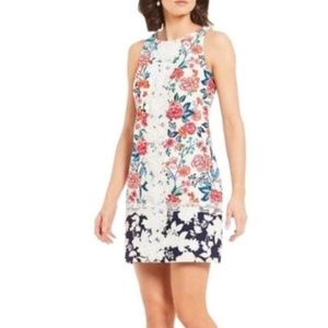- Eliza J floral with lace sleeveless V neck dress 8